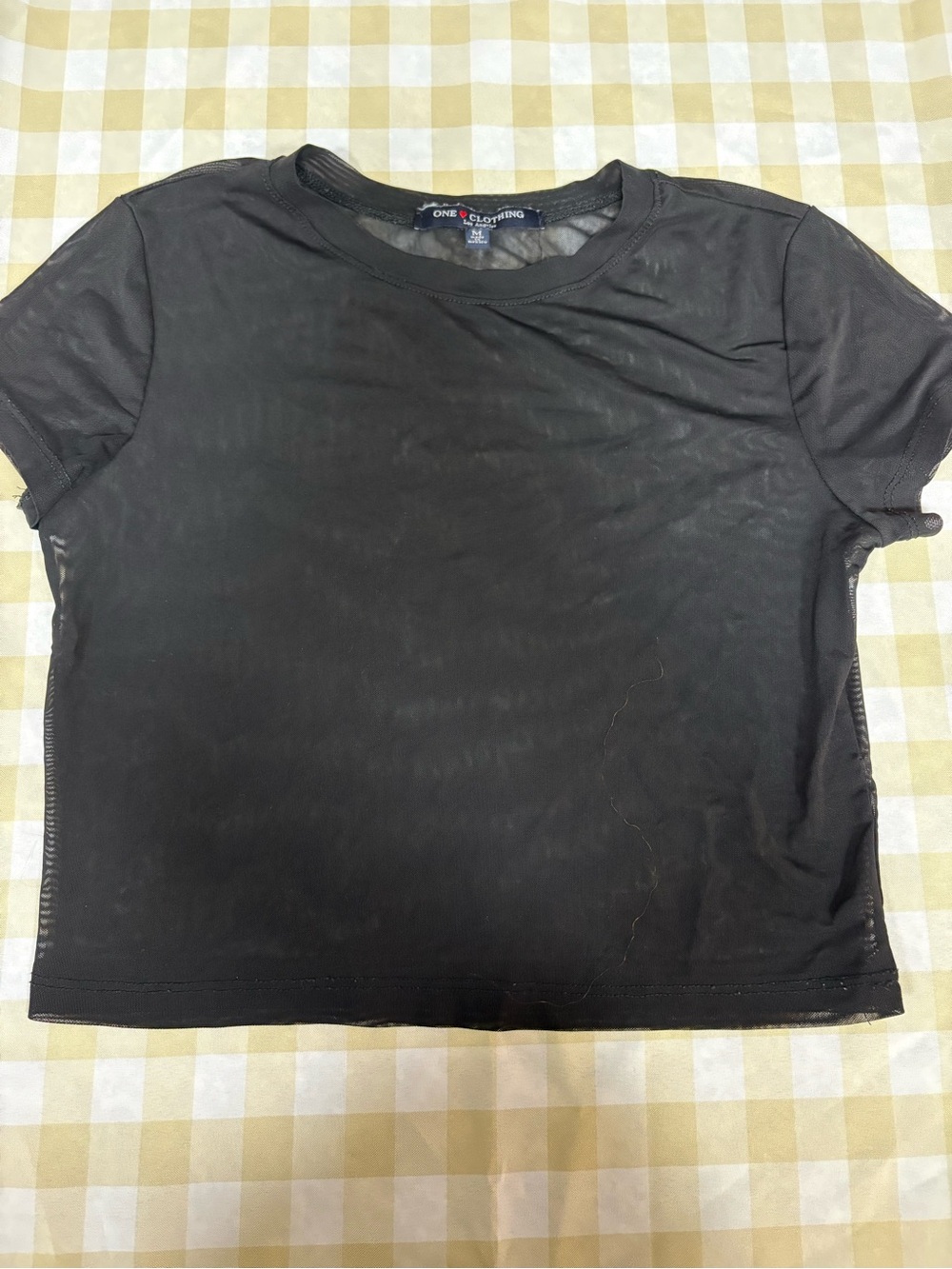 one clothing Black Sheer Short Sleeve Crop Top